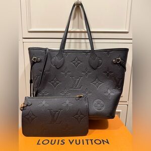 New! Louis Vuitton Neverful MM Monogram Empreinte Leather